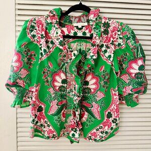 Love The Label Floral Print Mock Neck Cropped Top